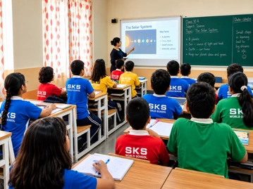Students in an interactive classroom at SKS World School